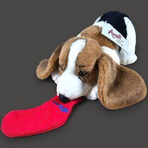 Applause Avanti Baby Animals Beagle Hound Dog Plush Red Sock w/ Tags 1986 16"